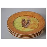 Autumn Pinecone Dinnerware Set - Plates and Cups (16 Pieces)