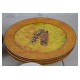 Autumn Pinecone Dinnerware Set - Plates and Cups (16 Pieces)