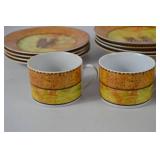 Autumn Pinecone Dinnerware Set - Plates and Cups (16 Pieces)