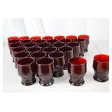 Set of 29 Ruby Red Pattern Glass Tumblers - 4 Inch