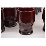 Set of 29 Ruby Red Pattern Glass Tumblers - 4 Inch