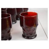 Set of 29 Ruby Red Pattern Glass Tumblers - 4 Inch