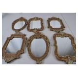 Set of 6 Ornate Gold and Bronze Decorative Wall Mirrors