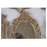 Set of 6 Ornate Gold and Bronze Decorative Wall Mirrors