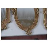 Set of 6 Ornate Gold and Bronze Decorative Wall Mirrors