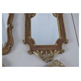 Set of 6 Ornate Gold and Bronze Decorative Wall Mirrors