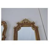 Set of 6 Ornate Gold and Bronze Decorative Wall Mirrors