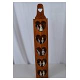 Vintage Oak Wall Shelf With Miniature Porcelain Figurines