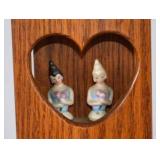 Vintage Oak Wall Shelf With Miniature Porcelain Figurines