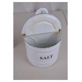 Vintage Enamel Salt and Cafe Kitchen Canisters - 2 Pieces