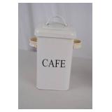 Vintage Enamel Salt and Cafe Kitchen Canisters - 2 Pieces