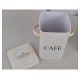 Vintage Enamel Salt and Cafe Kitchen Canisters - 2 Pieces