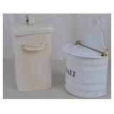 Vintage Enamel Salt and Cafe Kitchen Canisters - 2 Pieces