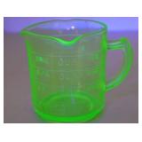 Vintage uranium glass measuring cup, 1 cup capacity