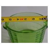 Vintage Green Uranium Glass Handled Bowl, 6 in x 2.75 in