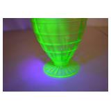 Vintage Uranium Depression Glass Lidded Candy Jar