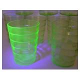 Set of 16 Vintage Green Uranium Glass Tumblers, 4 Inch