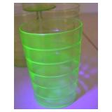 Set of 16 Vintage Green Uranium Glass Tumblers, 4 Inch