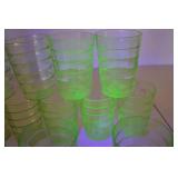 Set of 16 Vintage Green Uranium Glass Tumblers, 4 Inch