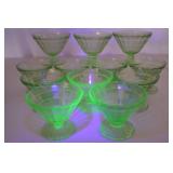 Set of 10 Vintage Uranium Glass Sherbet Dessert Cups