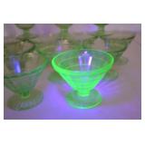 Set of 10 Vintage Uranium Glass Sherbet Dessert Cups