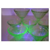 Set of 10 Vintage Uranium Glass Sherbet Dessert Cups