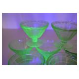 Set of 10 Vintage Uranium Glass Sherbet Dessert Cups