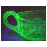Vintage Uranium Glass Creamer and Sugar Set