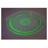 Vintage Uranium Glass Sunflower Pattern Plate, 10-Inch