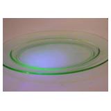 Vintage uranium glass oval serving platter, 12 inch