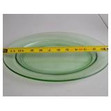 Vintage uranium glass oval serving platter, 12 inch