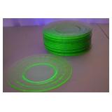 Set of 14 Vintage Uranium Glass Plates