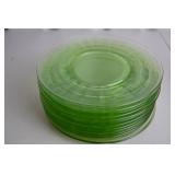Set of 14 Vintage Uranium Glass Plates