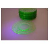 Set of 15 Vintage Green Uranium Glass Plates