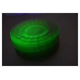 Set of 15 Vintage Green Uranium Glass Plates