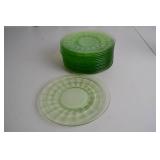 Set of 15 Vintage Green Uranium Glass Plates