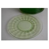 Set of 15 Vintage Green Uranium Glass Plates