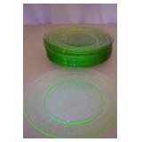 Vintage uranium glass plates, 12 piece set, depression era
