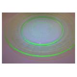 Vintage uranium glass plates, 12 piece set, depression era