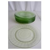 Vintage uranium glass plates, 12 piece set, depression era