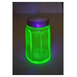 Vintage Uranium Glass Shaker with Metal Lid