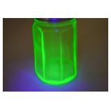 Vintage Uranium Glass Shaker with Metal Lid