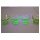 Set of 4 Vintage Uranium Glass Dessert Bowls