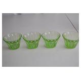 Set of 4 Vintage Uranium Glass Dessert Bowls