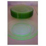 Set of Vintage Uranium Glass Dinner Plates, 10 Inch