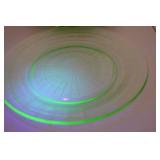 Set of Vintage Uranium Glass Dinner Plates, 10 Inch