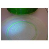 Set of Vintage Uranium Glass Dinner Plates, 10 Inch