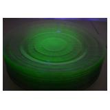 Set of Vintage Uranium Glass Dinner Plates, 10 Inch
