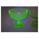 Pair Vintage Uranium Glass Sherbet Dishes