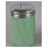 Vintage Green Glass Shaker Set - Salt, Pepper, and Sugar Dispenser